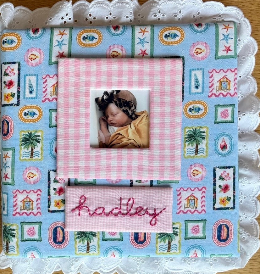 Custom Scrapbook — 12x12 - Embroidered Name - Lace/Trim