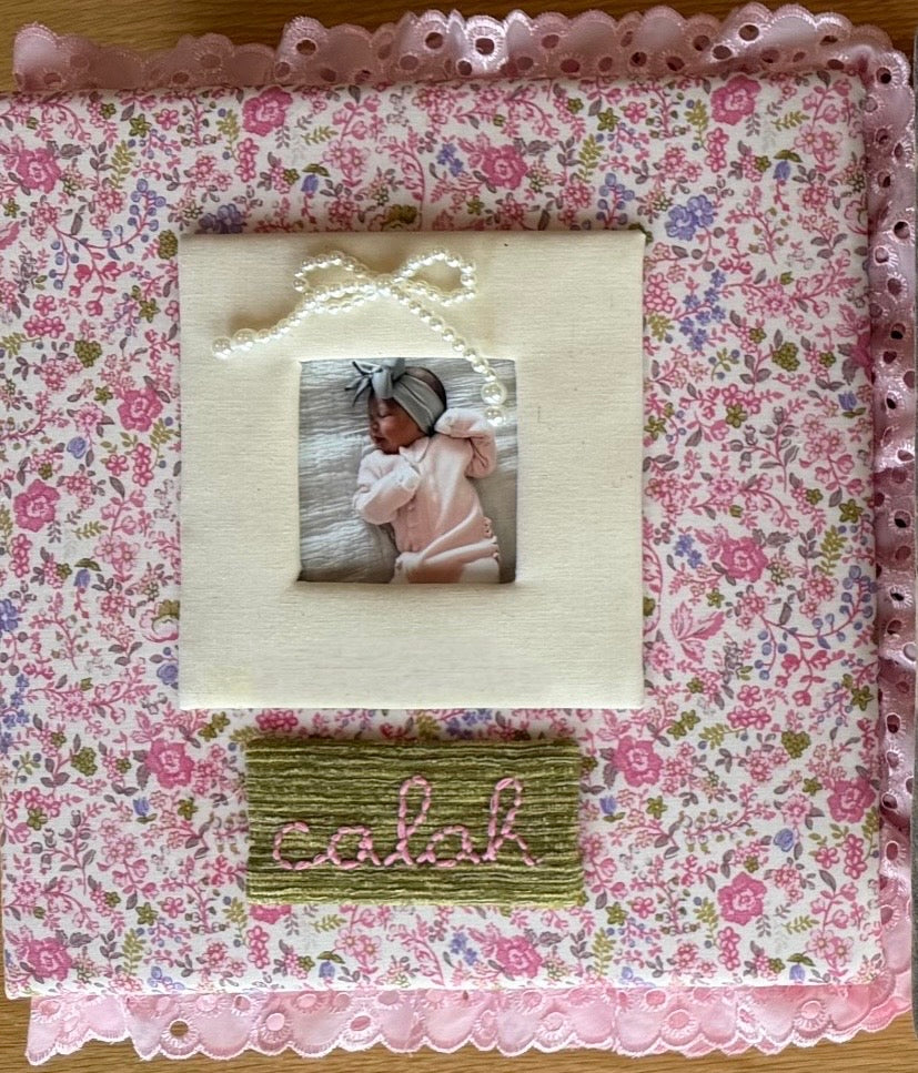 Custom Scrapbook — 8.5x11 - Embroidered Name - Lace/Trim - Patch
